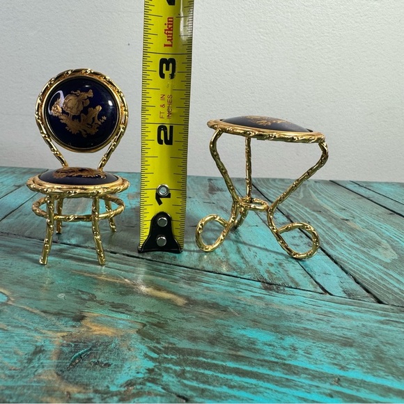 Limoges Handpainted Patio Miniature Furniture Table Chair - Picture 9 of 11